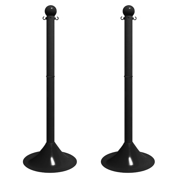 Black Light Duty Stowable Stanchion, 2PK